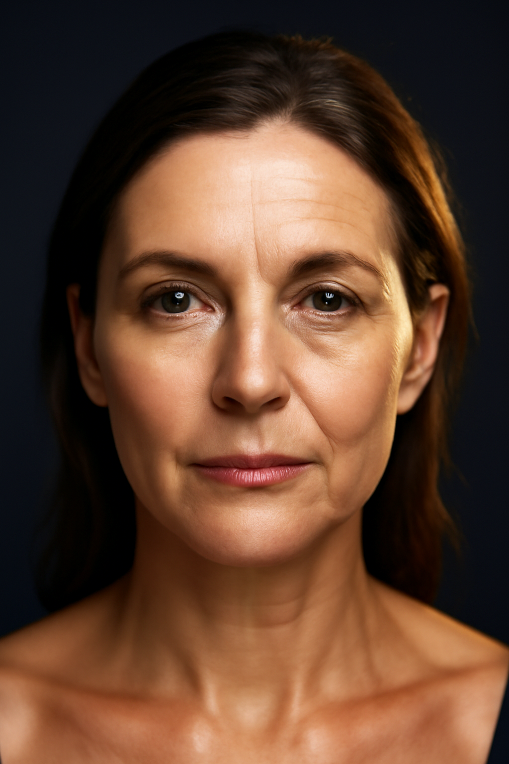 Split face — today vs aged 10 years without treatment