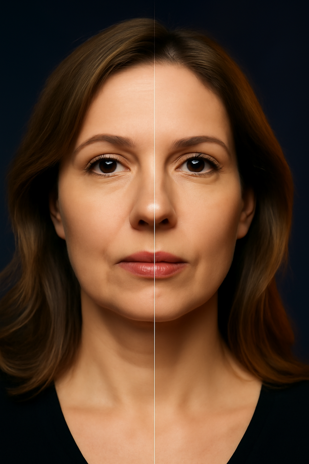 Split face — before vs after jawline contour
