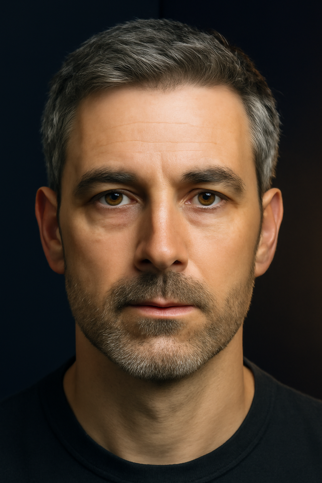 Split face — man before vs after under-eye treatment